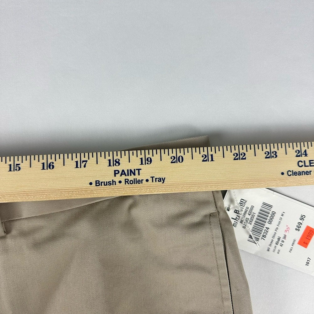 Brand New LL Bean Mens‎ Classic Fit Pants Khakis Tan Size 42 - Picture 8 of 9